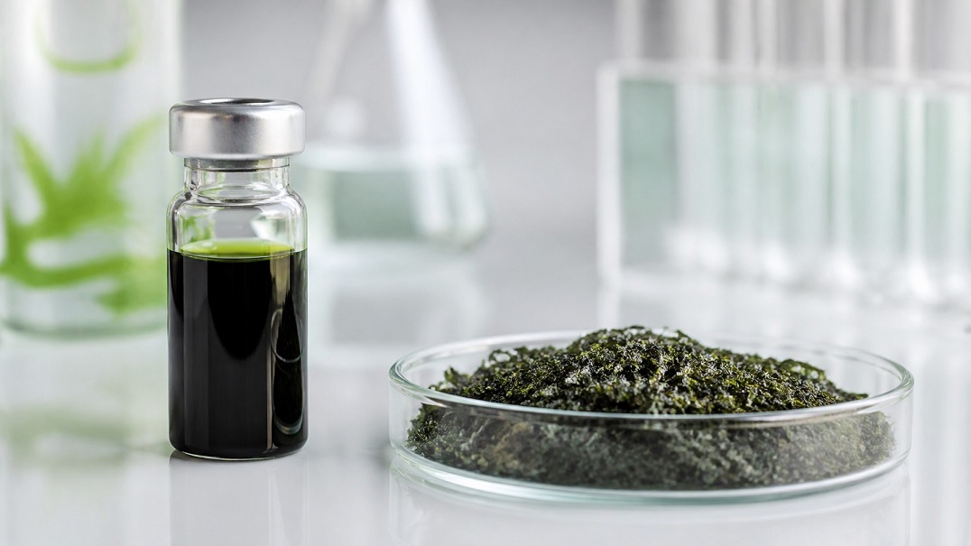 vial algae oil petri dish dried algae