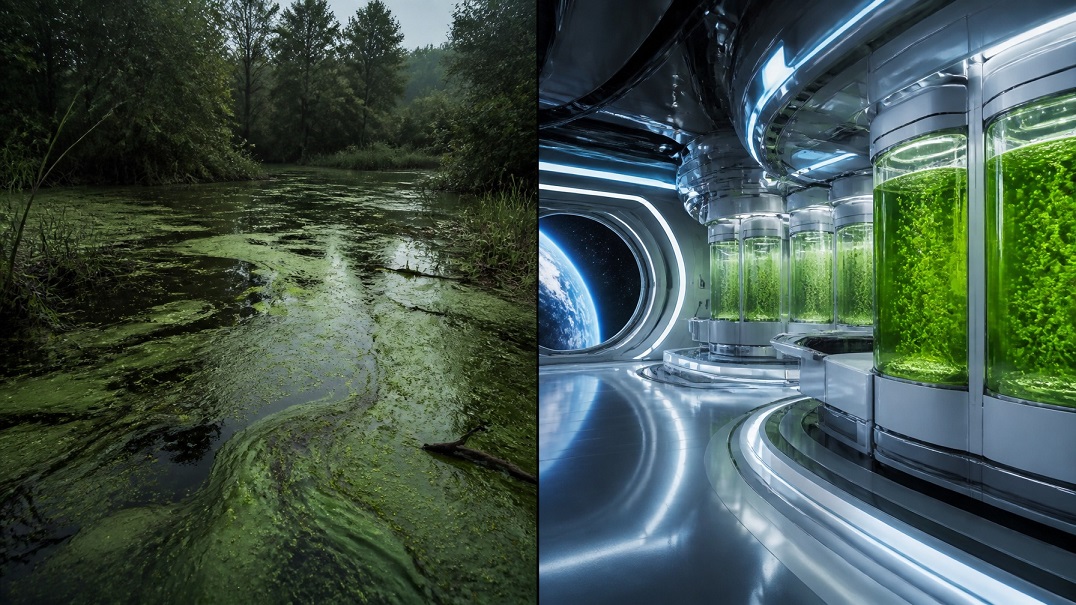 murky pond green slime space station algae tanks